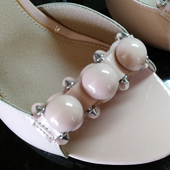 Charlotte Russe Y2k Studded Quecy Chunky Block Heels 10 Nude - Picture 6 of 16